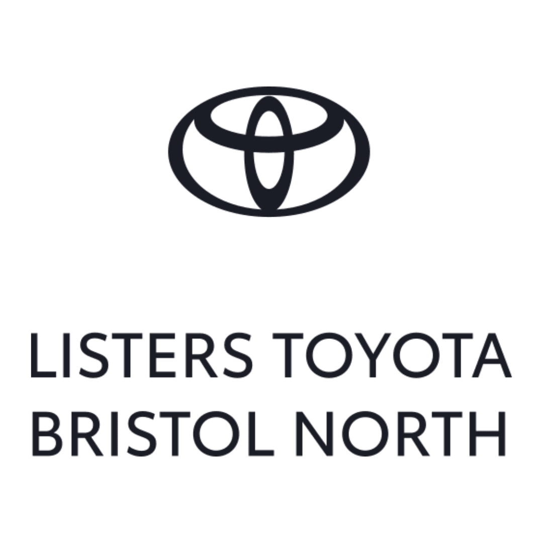 Toyota logo above the text "Listers Toyota Bristol North" in a simple, black font on a white background.